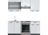 Vicco Cucina Componibile Fame-Line, 200 Cm , Pt Marmo, Bianco Casa Di Campagna/Antracite
