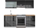 Vicco Cucina Componibile Fame-Line, 200 Cm , Pt Rovere, Antracite Lucido/Bianco