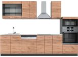 Vicco Cucina Componibile Fame-Line, 300 Cm Con Armadio Alto, Pt Marmo, Quercia Dorata/Antracite