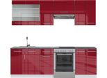 Vicco Cucina Componibile Fame-Line, 240 Cm , Pt Antracite, Bordeaux Lucido/Bianco