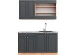 Vicco Cucina Completa Fame-Line, 140 Cm , Pt Marmo, Antracite Country House/Oro Kraft Oak