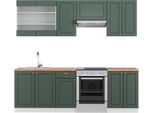 Vicco Cucina Componibile Fame-Line, 240 Cm , Pt Rovere, Verde-Oro Country House/Bianco