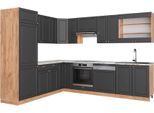 Vicco Cucina Angolare Completa Fame-Line, 227 X 287 Cm , Pt Marmo, Antracite Country House/Oro Kraft Oak
