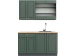 Vicco Cucina Completa Fame-Line, 140 Cm , Pt Rovere, Verde-Oro Country House/Antracite
