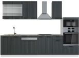Vicco Cucina Componibile Fame-Line, 300 Cm Con Armadio Alto, Pt Antracite, Antracite Casa Di Campagna/Bianco