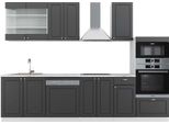 Vicco Cucina Componibile Fame-Line, 300 Cm Con Armadio Alto, Pt Marmo, Antracite-Oro/Bianco