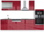 Vicco Cucina Componibile Fame-Line, 300 Cm Con Armadio Alto, Pt Antracite, Bordeaux Lucido/Bianco