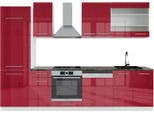 Vicco Cucina Componibile Fame-Line, 300 Cm , Pt Antracite, Bordeaux Lucido/Bianco