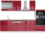 Vicco Cucina Componibile Fame-Line, 300 Cm Con Armadio Alto, Pt Rovere, Bordeaux Lucido/Bianco