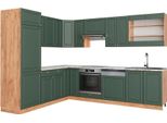 Vicco Cucina Angolare Completa Fame-Line, 227 X 287 Cm , Pt Marmo, Quercia Verde-Oro Country/Oro Power