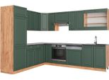 Vicco Cucina Angolare Completa Fame-Line, 227 X 287 Cm , Pt Antracite, Quercia Verde-Oro Country/Oro Power