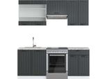 Vicco Cucina Componibile Fame-Line, 200 Cm , Pt Marmo, Antracite Casa Di Campagna/Bianco