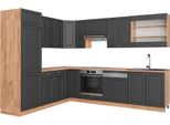 Vicco Cucina Angolare Completa Fame-Line, 227 X 287 Cm , Pt Rovere, Antracite Country House/Oro Kraft Oak