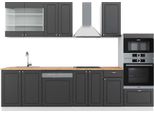 Vicco Cucina Componibile Fame-Line, 300 Cm Con Armadio Alto, Pt Rovere, Antracite-Oro/Bianco