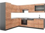 Vicco Cucina Angolare Completa Fame-Line, 227 X 287 Cm , Pt Marmo, Quercia Dorata/Antracite