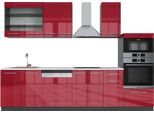 Vicco Cucina Componibile Fame-Line, 300 Cm Con Armadio Alto, Pt Marmo, Bordeaux Lucido/Antracite