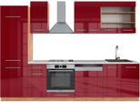 Vicco Cucina Componibile Fame-Line, 300 Cm , Pt Marmo, Bordeaux Lucido/Rovere Dorato