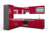 Vicco Cucina Angolare Completa Fame-Line, 227 X 287 Cm , Pt Rovere, Bordeaux Lucido/Antracite