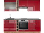 Vicco Cucina Componibile Fame-Line, 235 Cm , Pt Antracite, Bordeaux Lucido/Rovere Dorato