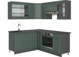 Vicco Cucina Angolare Completa Fame-Line, 160 X 190 Cm , Pt Antracite, Verde-Oro Country House/Antracite