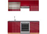 Vicco Cucina Componibile Fame-Line, 200 Cm , Pt Antracite, Bordeaux Lucido/Rovere Dorato