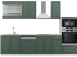 Vicco Cucina Componibile Fame-Line, 300 Cm Con Armadio Alto, Pt Marmo, Verde-Oro Country House/Bianco