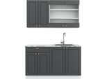 Vicco Cucina Completa Fame-Line, 140 Cm Senza Piano Di Lavoro, Antracite-Oro/Bianco