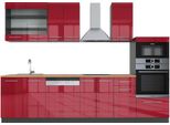 Vicco Cucina Componibile Fame-Line, 300 Cm Con Armadio Alto, Pt Rovere, Bordeaux Lucido/Antracite