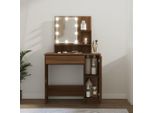 The Living Store Comodino Con Led Look Rovere Marrone 86,5X35X136 Cm