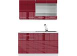 Vicco Cucina Completa Fame-Line, 140 Cm Senza Piano Di Lavoro, Bordeaux Lucido/Bianco