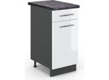 Vicco Mobiletto Base Per Cucina Fame-Line, 40 Cm , Pt Antracite, Bianco Lucido/Antracite
