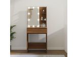 The Living Store Comodino Con Led Look Rovere Marrone 60X40X140 Cm