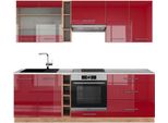 Vicco Cucina Componibile Fame-Line, 235 Cm , Pt Marmo, Bordeaux Lucido/Rovere Dorato