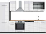 Vicco Cucina Componibile Fame-Line, 300 Cm , Pt Rovere, Bianco Lucido/Antracite