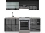 Vicco Cucina Componibile Fame-Line, 200 Cm , Pt Marmo, Antracite Lucido/Bianco