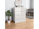 The Living Store Credenza Bianca Lucida 60X35X80 Cm Materiale A Base Di Legno