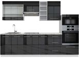 Vicco Cucina Componibile Fame-Line, 280 Cm , Pt Marmo, Antracite Lucido/Bianco