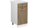 Vicco Mobiletto Base Per Cucina R-Line, 40 Cm Con Piano Di Lavoro, Rovere Artigianale/Bianco