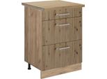 Vicco Mobiletto Base Per Cucina R-Line, 60 Cm Con Cassetti, Pt Rovere, Rovere Artigianale/Quercia Dorata