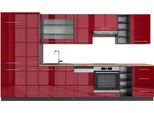 Vicco Cucina Componibile Fame-Line, 355 Cm , Pt Rovere, Bordeaux Lucido/Antracite/Antracite