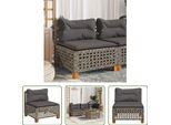 The Living Store Divano Da Giardino Senza Braccioli Con Cuscini Grigio Poly Rattan