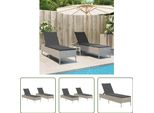 The Living Store Lettini Con Cuscini 2 Pz. Poli Rattan Grigio Chiaro