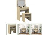 The Living Store Comodino Con Sgabello In Rovere Sonoma 60X40X113,5 Cm