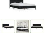 The Living Store Struttura Letto Nera 140X190 Cm In Legno E Metallo