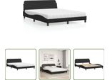 The Living Store Letto Con Materasso Nero 160X200 Cm In Ecopelle