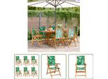 The Living Store Sedie Da Giardino Regolabili 6 Pz. Tessuto Verde E Legno Massiccio