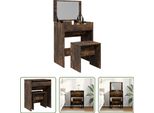 The Living Store Comodino Con Sgabello In Rovere Fumé 60X40X113,5 Cm