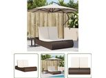 The Living Store Lettino Doppio Con Cuscini In Poly Rattan Marrone