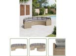 The Living Store Divano Da Giardino Con Cuscini Semi-Round Beige Poly-Rattan