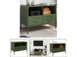 The Living Store Mobile Tv Verde Oliva 68X39X50,5 Cm Acciaio Laminato A Freddo